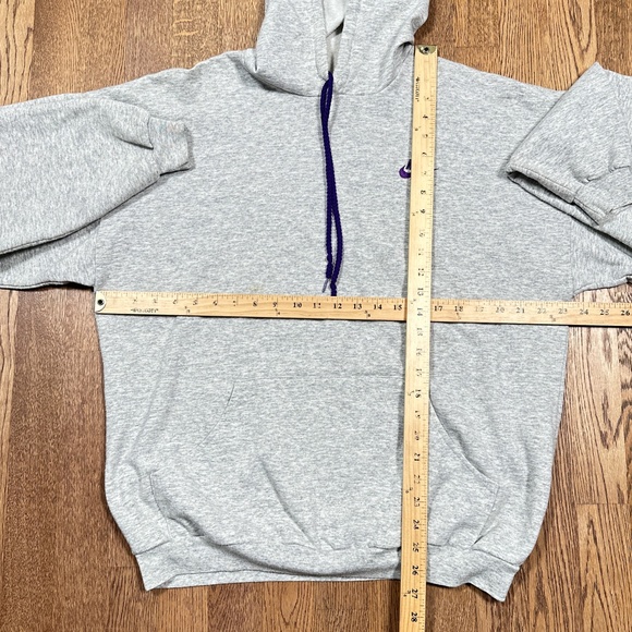 Vintage 90s Nike Made in Canada Gray Purple Fleece Hoodie Mens Large - Picture 9 of 9